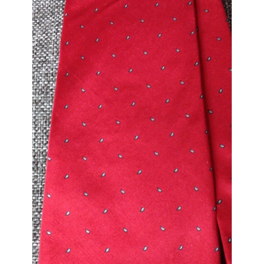 Tie 70s 80s 90s Y2K Mens Bert Pulitzer Silk Red Gray 3.75 Wide 58 Long
